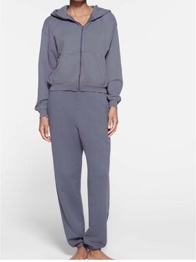 Skims Relaxed French Terry Slate Blue Sweatpants (M) & Hoodie (L) Set